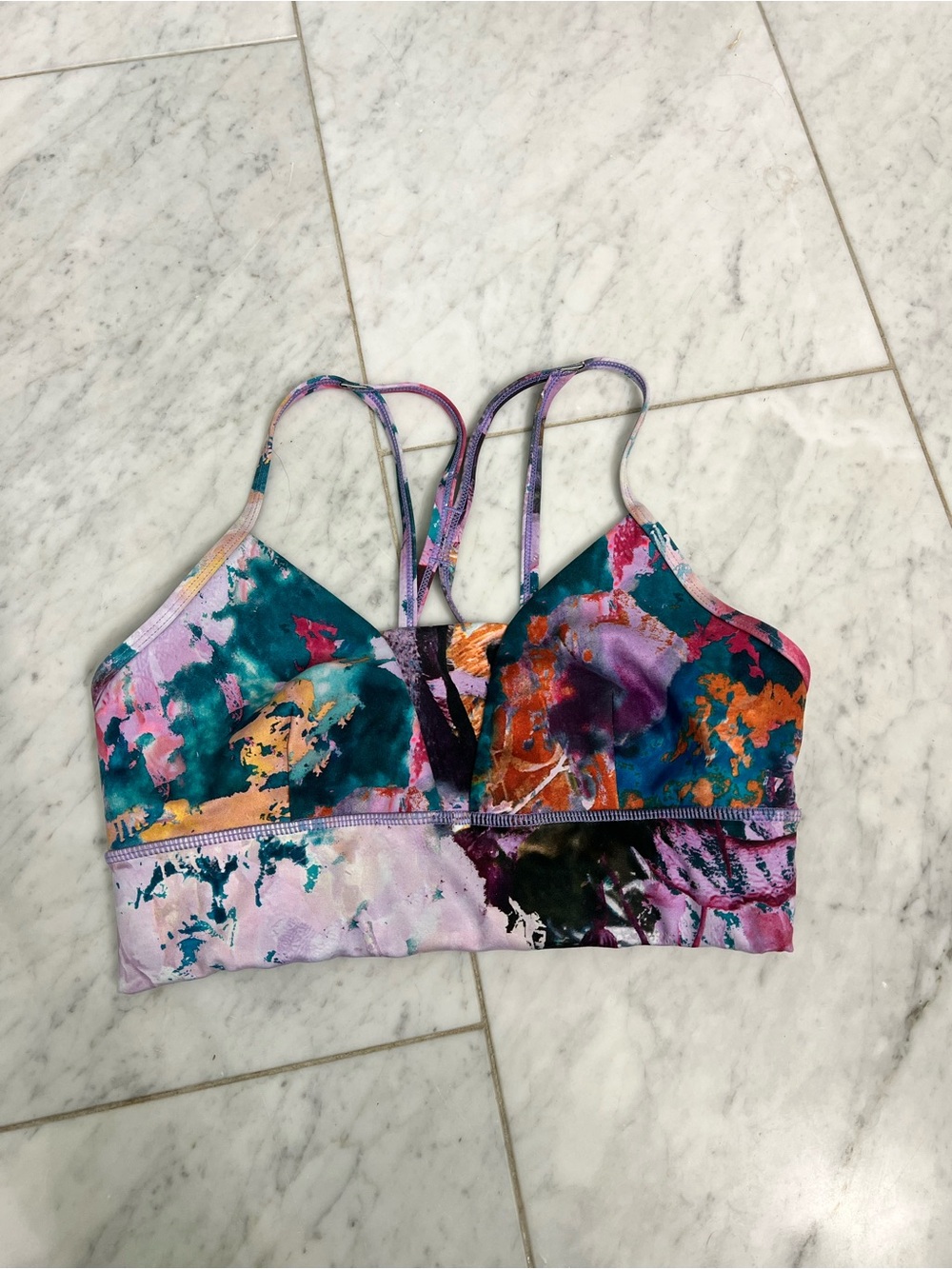 Sweaty Betty Colorful Abstract Print Strappy Sports Bra Small